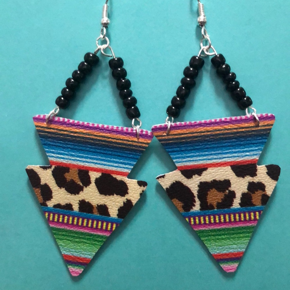Beaded leather earrings